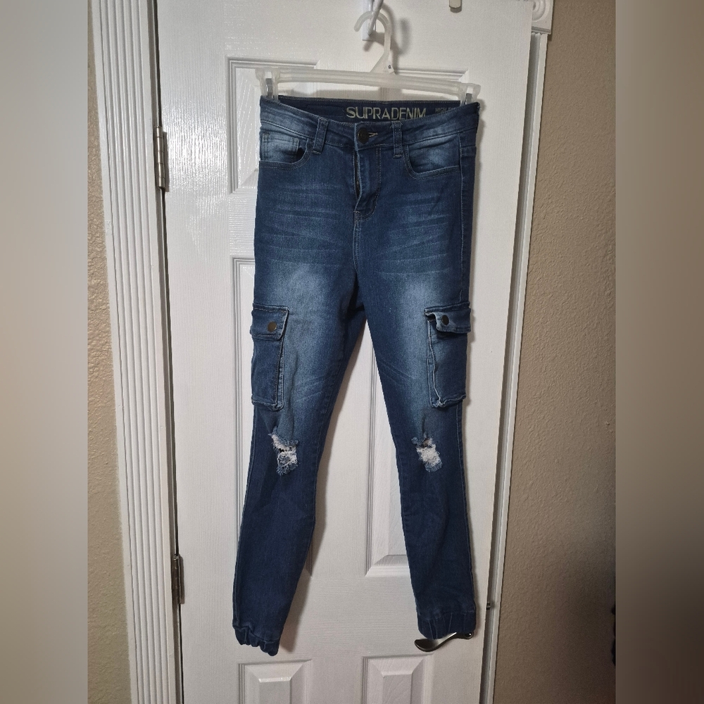 Women's Blue Cargo Skinny Jeans